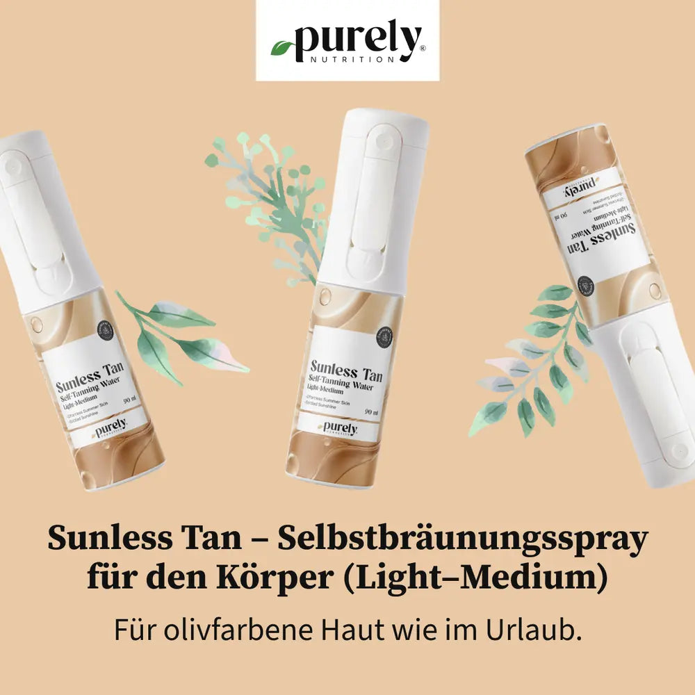 Purely Cosmetics® | Sunless Tan – Selbstbräunungsspray für den Körper (Light–Medium) - 90 ml