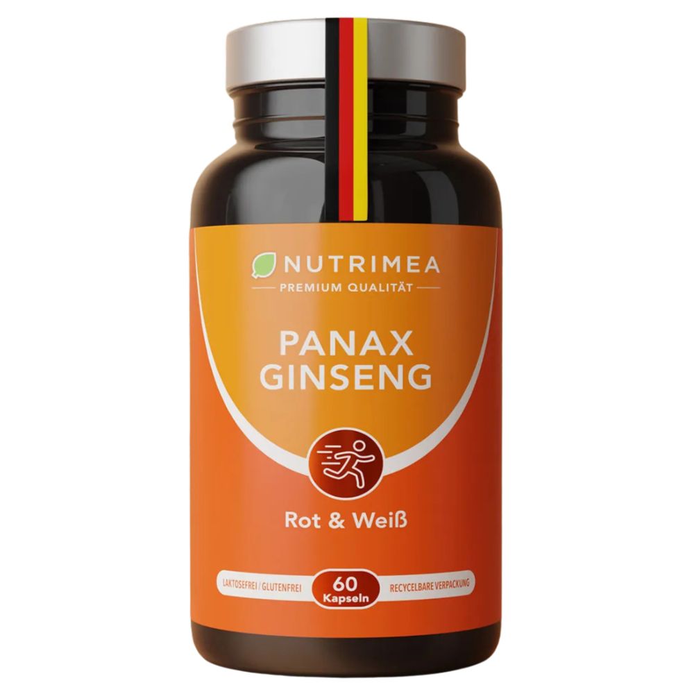 Nutrimea | Panax Ginseng – Roter & Weißer Ginseng – 400 mg Extrakt – 60 Kapseln