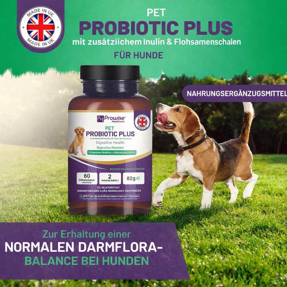 Prowise Healthcare | Pet Probiotic Plus mit Inulin und Flohsamenschalen 2 Milliarden CFU