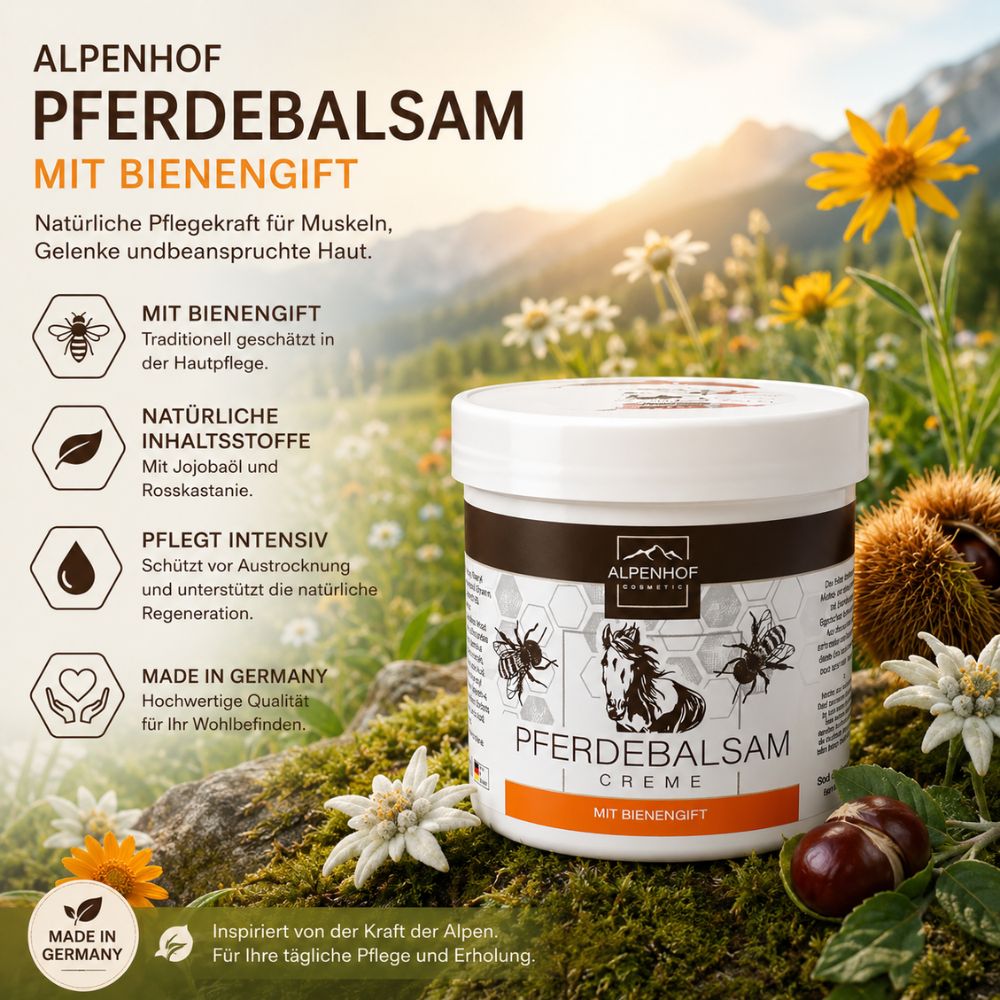 Alpenhof | Pferdebalsam mit Bienengift für Muskeln, Gelenke & Rücken - 250ml