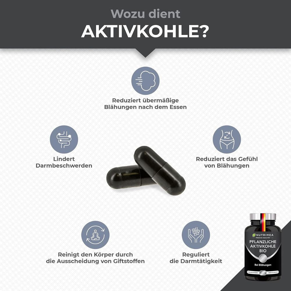 Nutrimea | Rein Pflanzliche Aktivkohle BIO DETOX PURECOAL® – 60 Kapseln