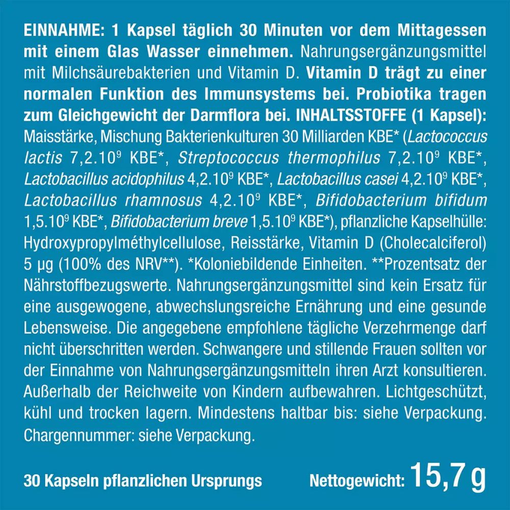 Nutrimea | Probioactif Kulturen-Komplex mit 7 Bakterienstämmen & Vitamin D – 60 Kapseln