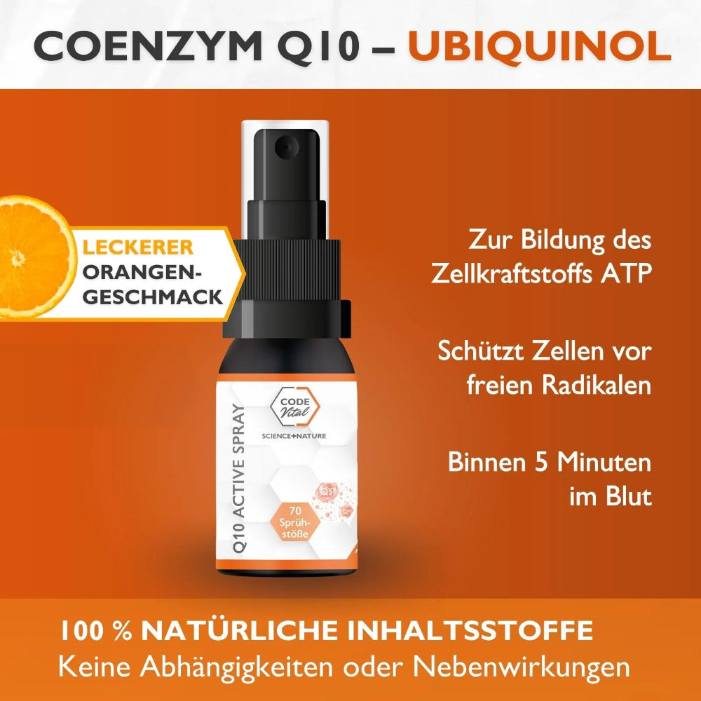 Code Vital | Q10 Active Spray mit Coenzym-Ubiquinol - ENERGIE für jede Zelle