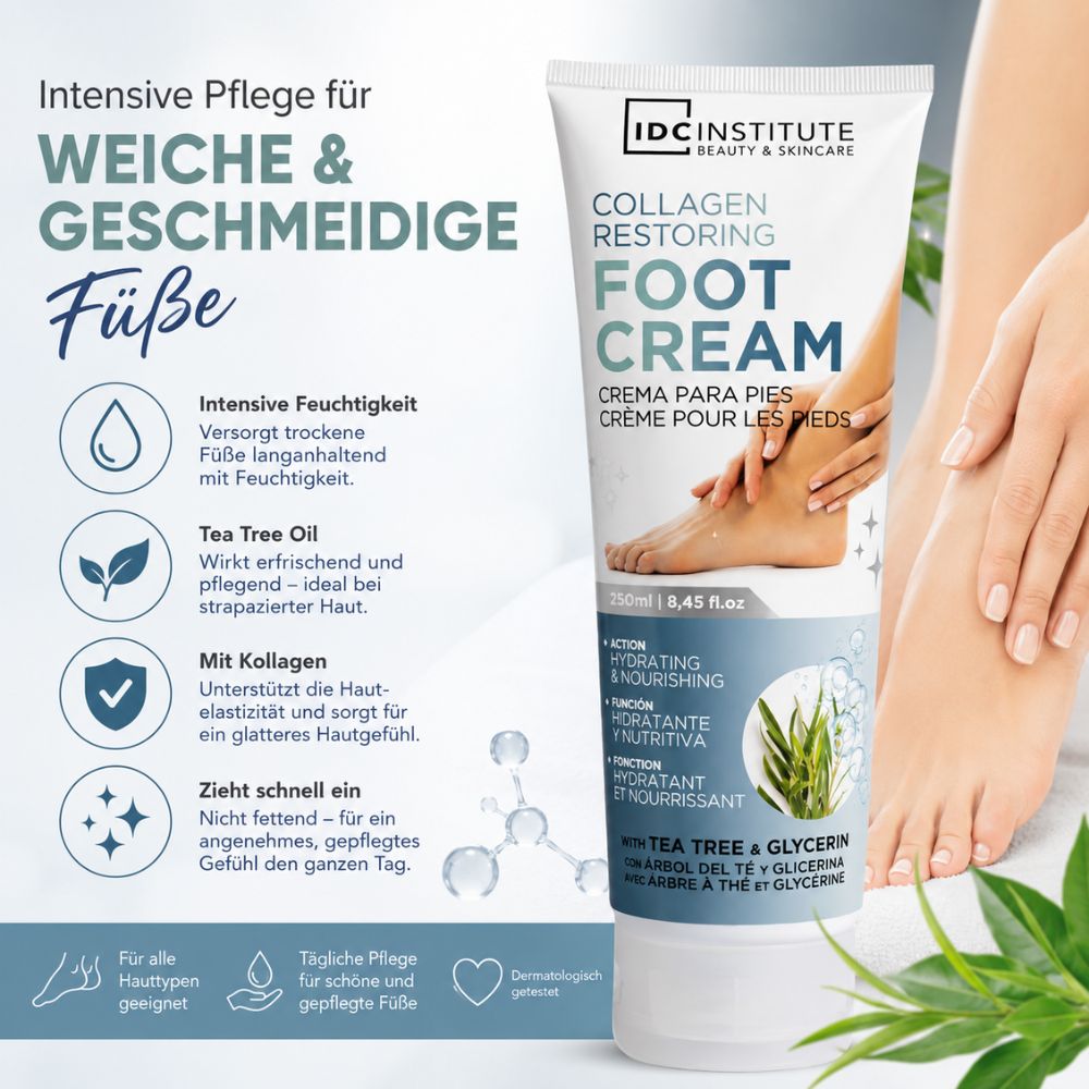 Idc Institute | Regenerierende Fußcreme mit Kollagen & Teebaumöl - 250 ml
