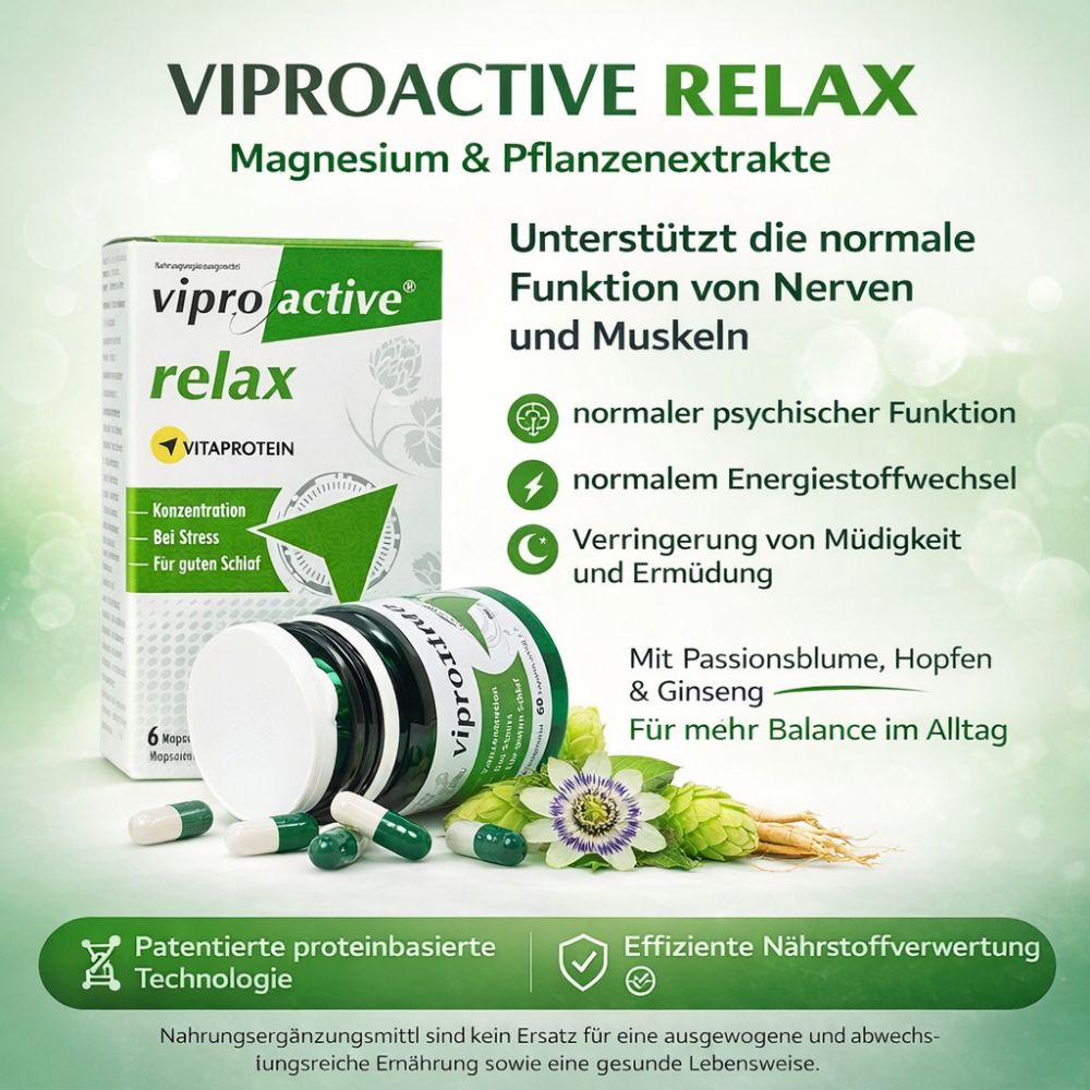 Viproactive | Relax – Entspannung, Stressabbau & erholsamer Schlaf - 60 Kapseln