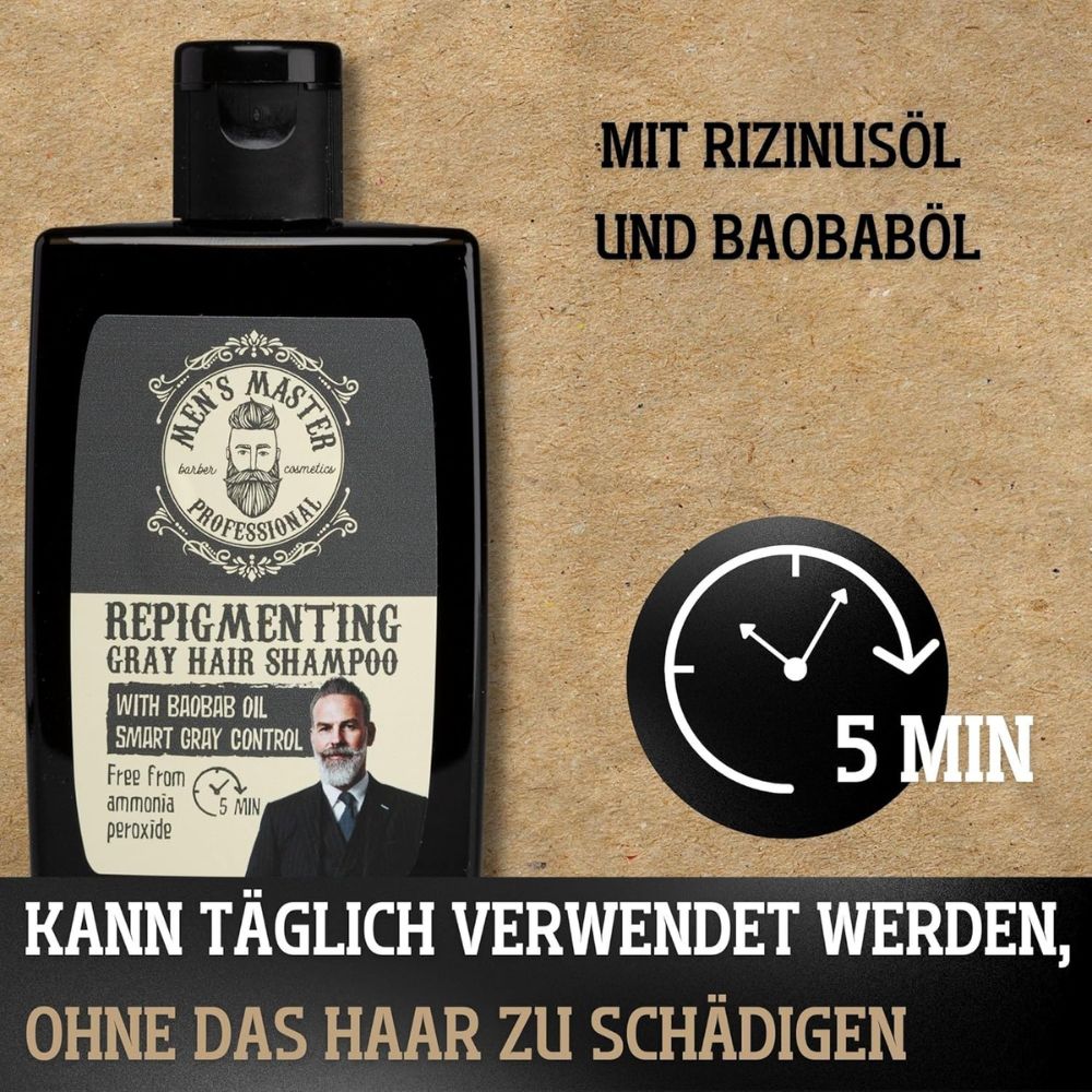 Mister33 | Repigmentierendes Shampoo - Männerpflege für graues Haar - 120 ml