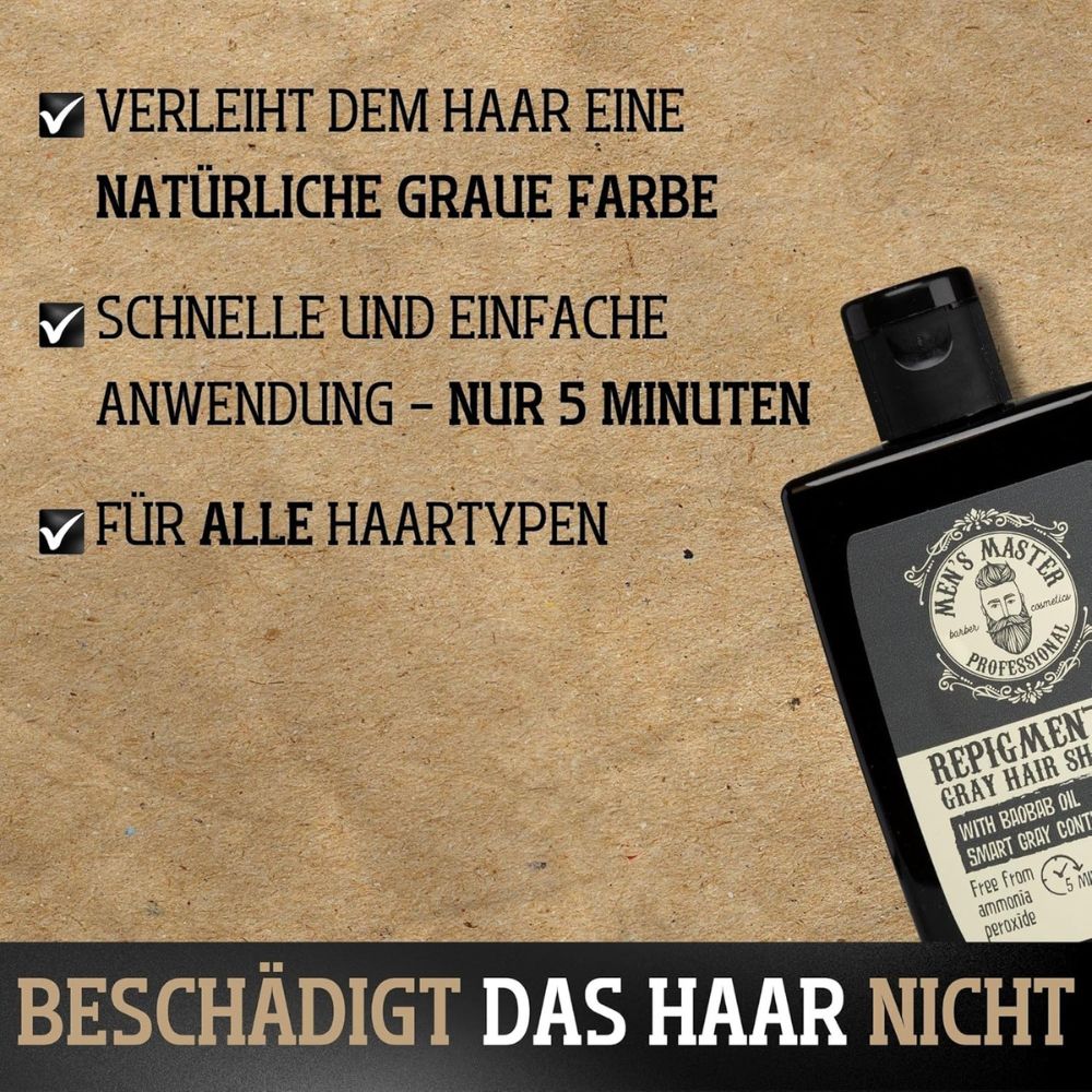 Mister33 | Repigmentierendes Shampoo - Männerpflege für graues Haar - 120 ml