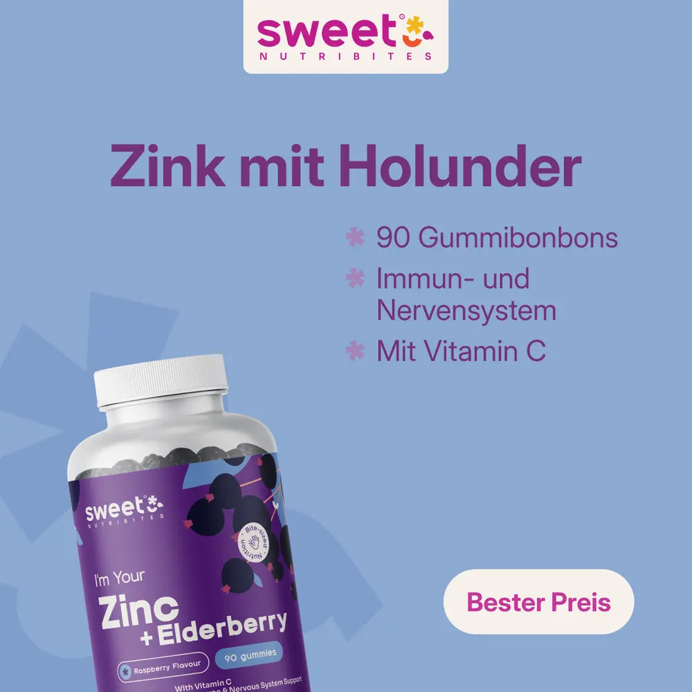 Sweet Nutribites | Zink mit Holunder - Immunsystem und Energie - 90 Gummibonbons