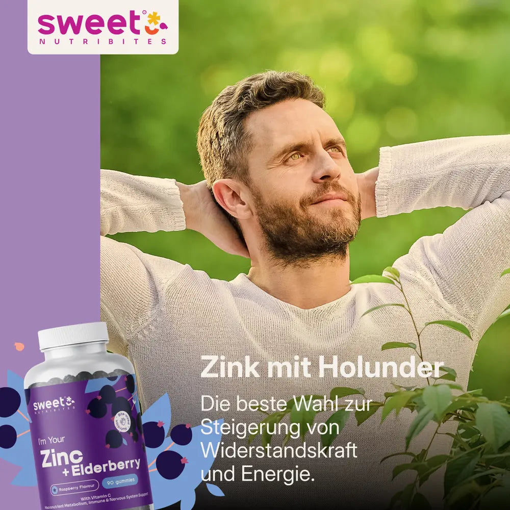 Sweet Nutribites | Zink mit Holunder - Immunsystem und Energie - 90 Gummibonbons