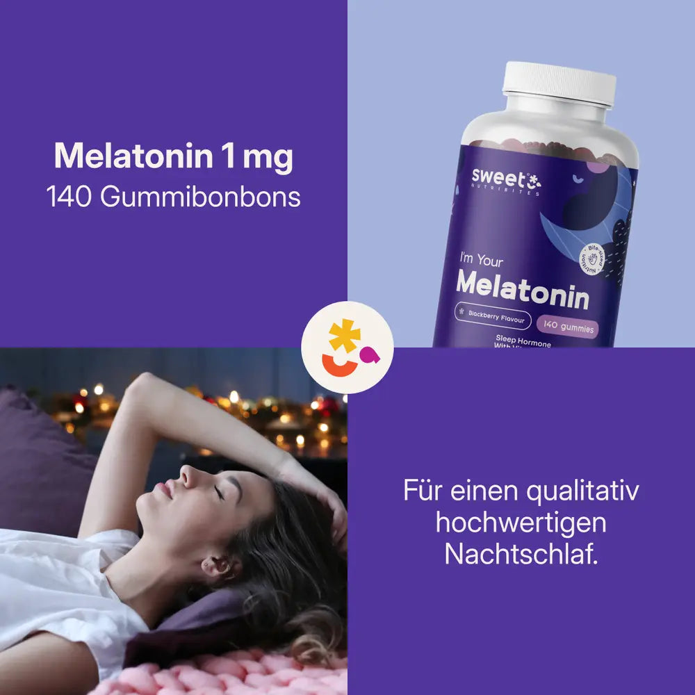 Sweet Nutribites | Melatonin 1 mg – Gummibonbons mit dem natürlichen Hormon - 140 Gummibonbons