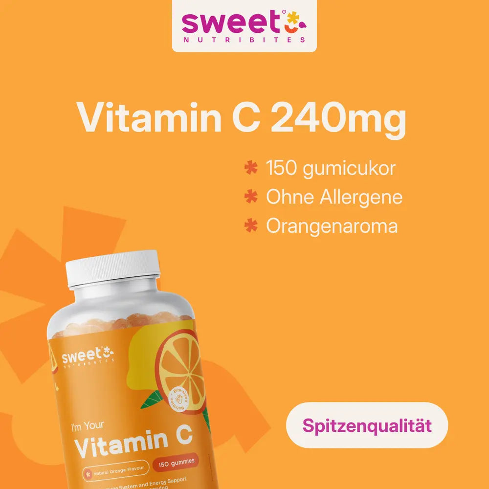 Sweet Nutribites | Vitamin C 240 mg - Stärkung der Abwehrkräfte - 150 Gummibonbons