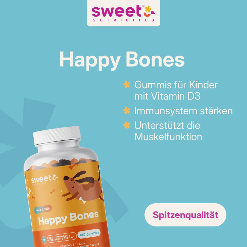 Sweet Nutribites | Happy Bones - Gummis für Kinder mit Vitamin D3 - 120 Gummibonbons