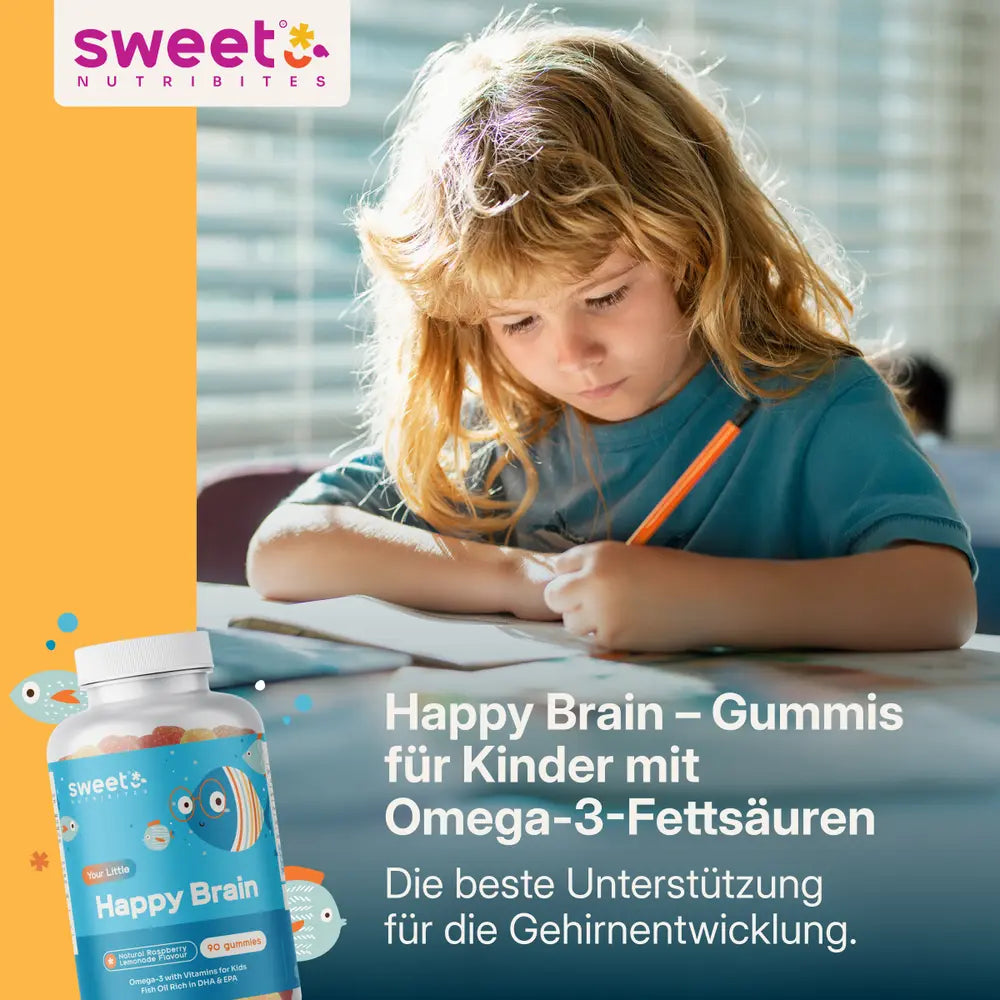 Sweet Nutribites | Happy Brain – Gummis für Kinder mit Omega-3 - 90 Gummibonbons