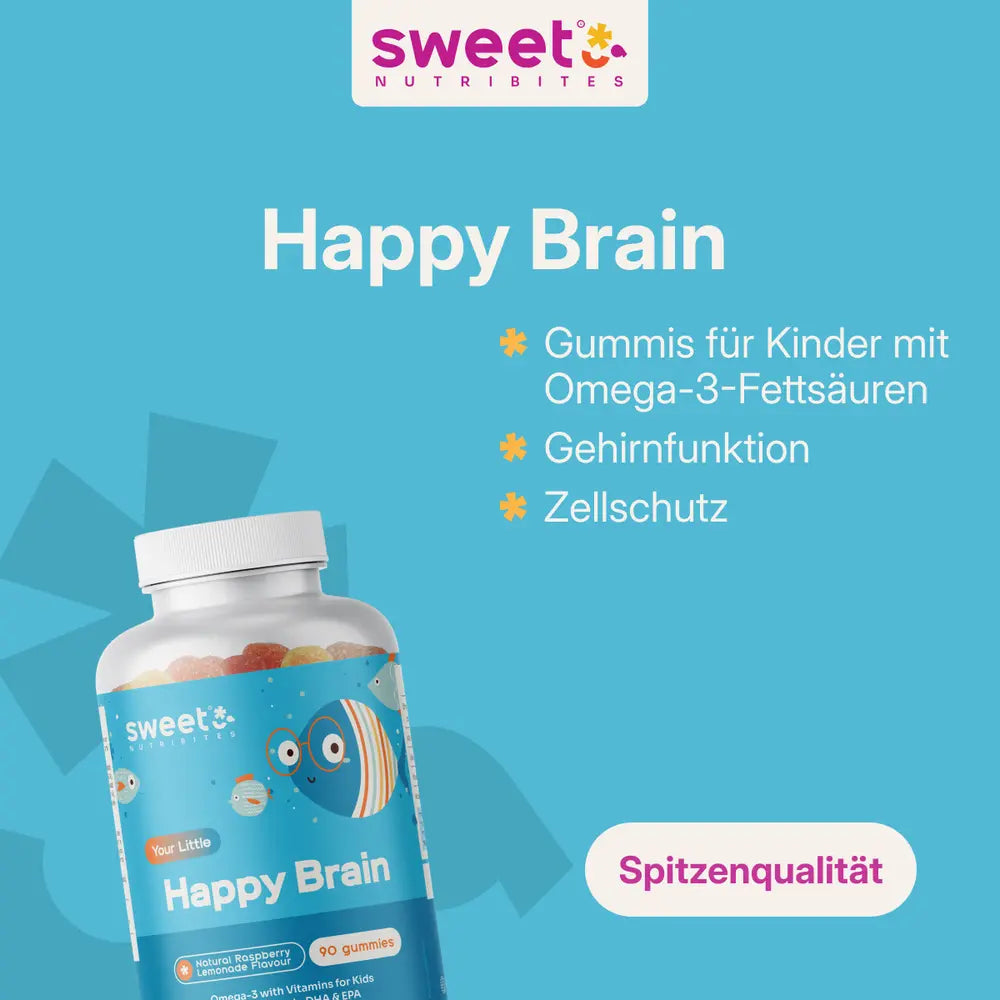 Sweet Nutribites | Happy Brain – Gummis für Kinder mit Omega-3 - 90 Gummibonbons