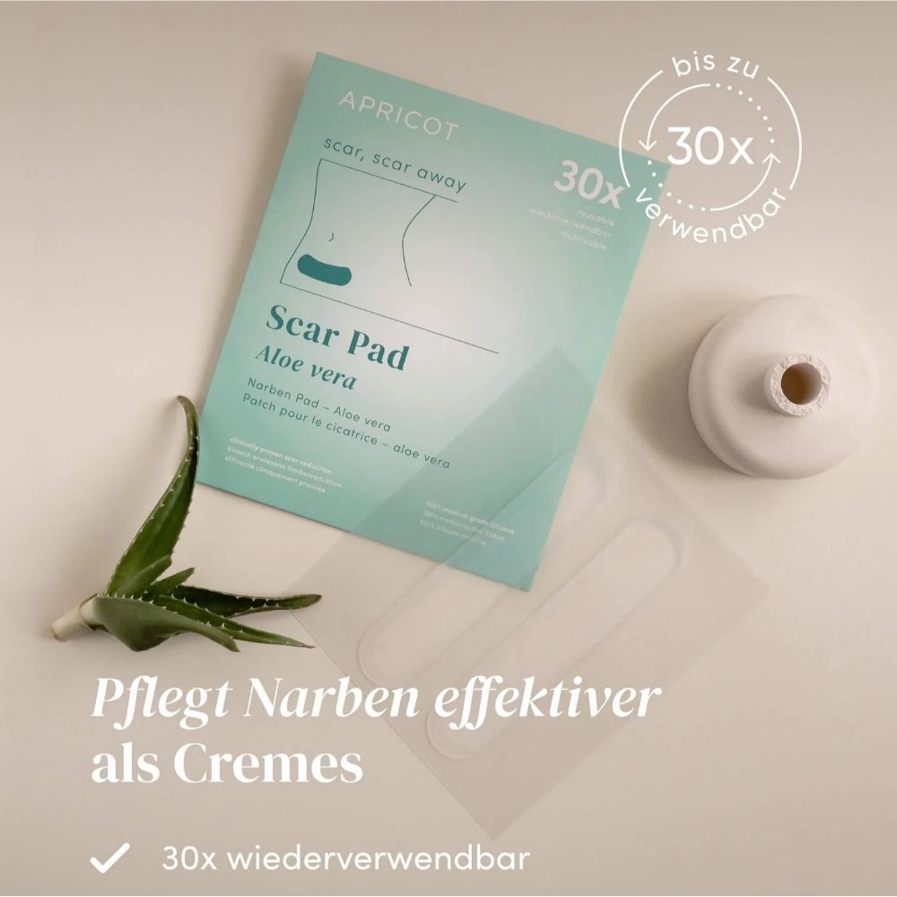APRICOT | Narbenpflege-Set – Narben Pads mit Aloe Vera + Silikonpad-Reiniger