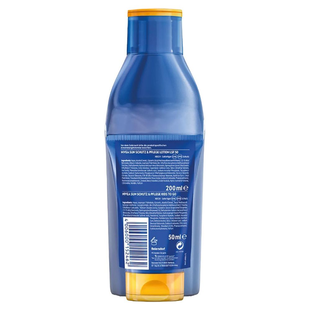 NIVEA SUN | Schutz & Pflege Family Set – Sonnenmilch LSF 50 200 ml + Kids 50 ml – AKTION