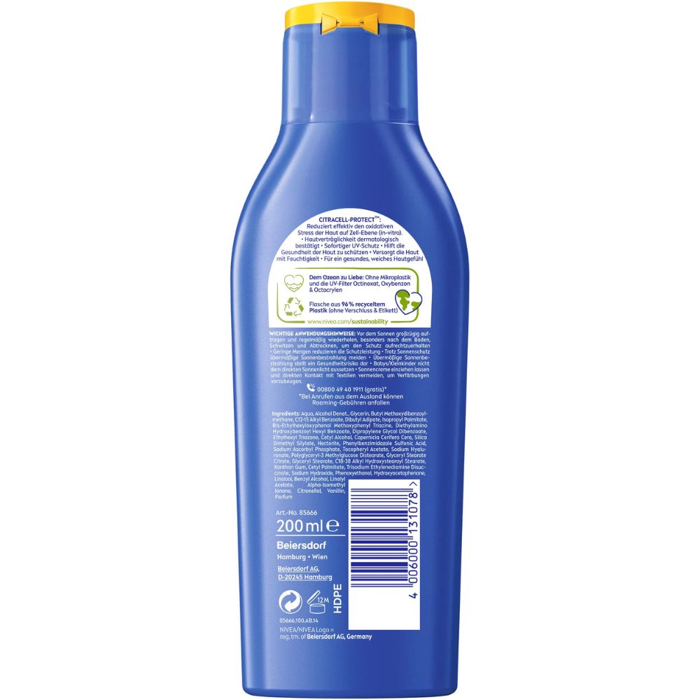 NIVEA SUN | Schutz & Pflege Sonnenlotion LSF 50 mit CitraCell-Protect™ - 200 ml