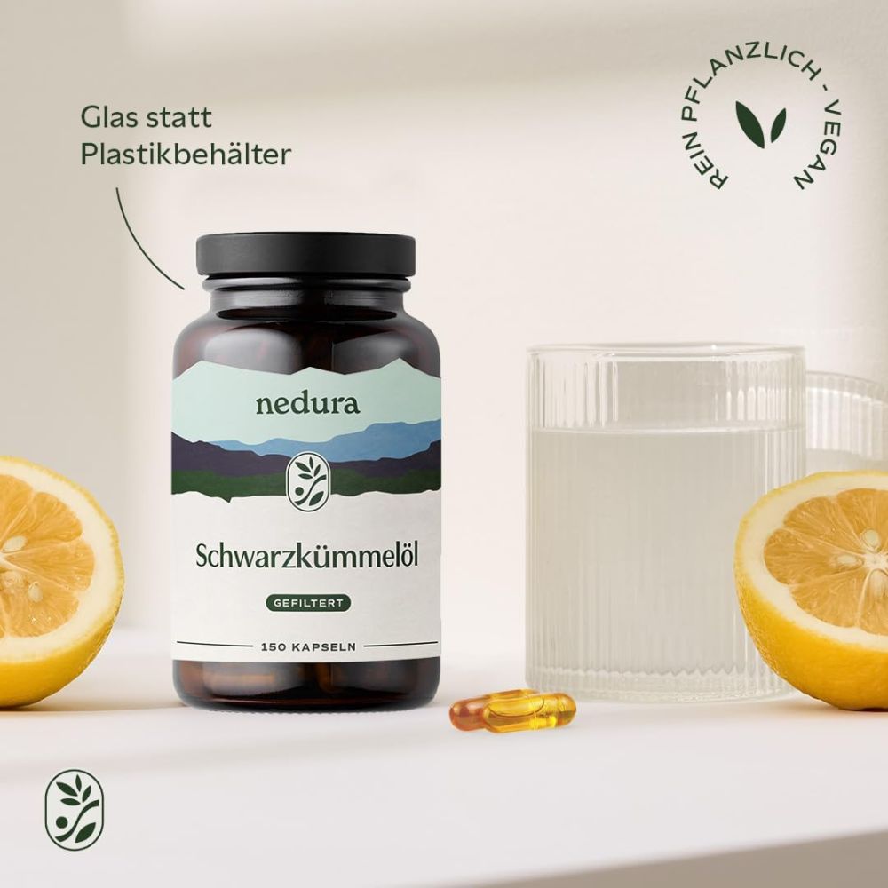 Nedura | Schwarzkümmelöl Kapseln (gefiltert) – 150 Stück