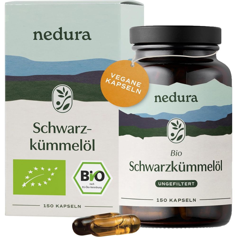 Nedura BIO Schwarzkümmelöl Kapseln (ungefiltert) – 150 Stück