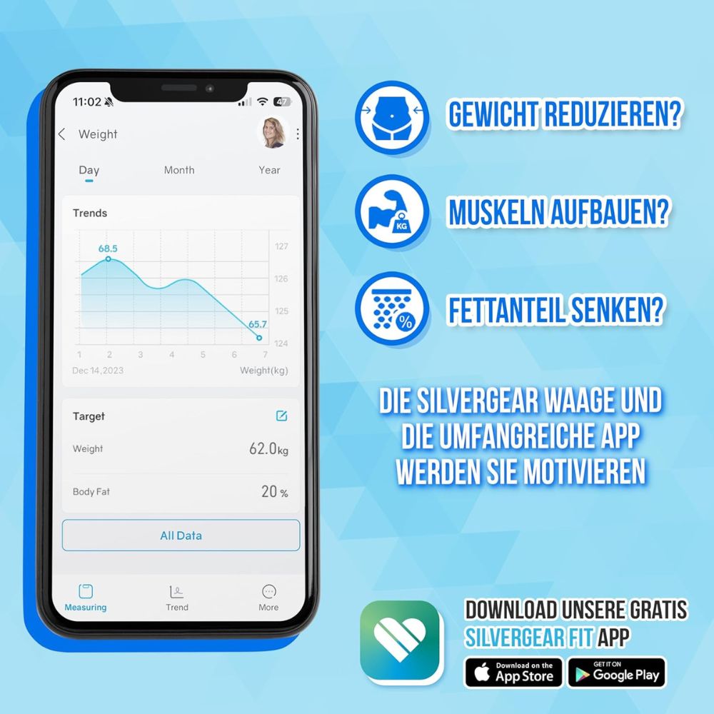 Silvergear | Smart Waage mit Körperanalyse und App-Anbindung