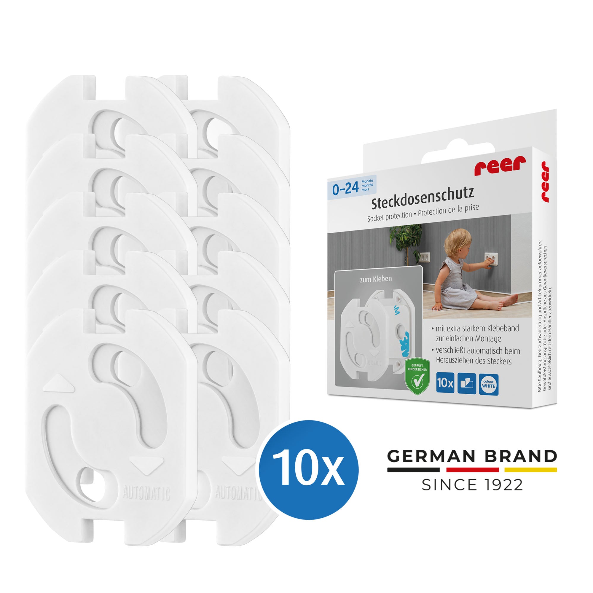 reer | Steckdosenabdeckungen - 10 Stück - Weiß