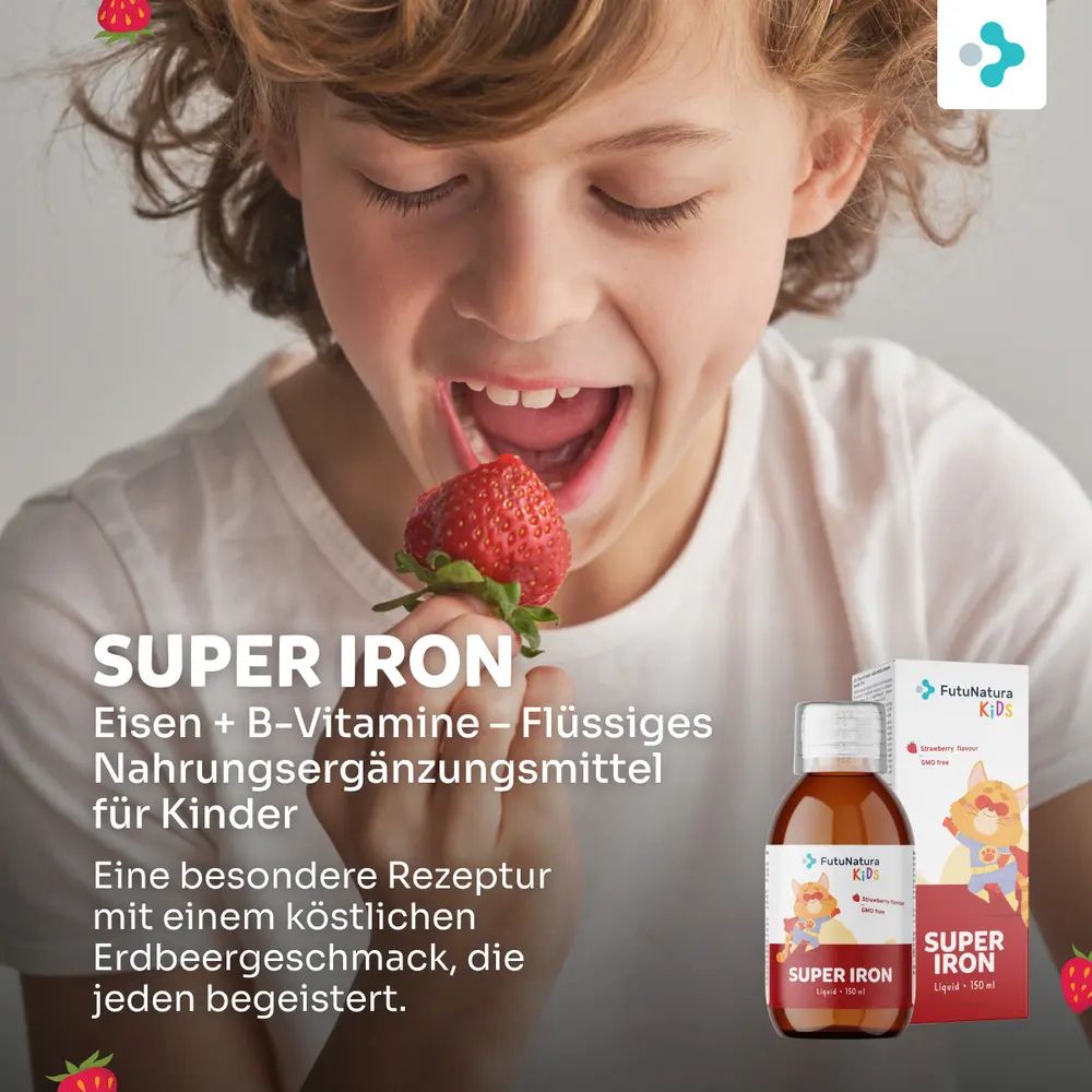 FutuNatura | Super Iron: Eisen + B-Vitamine – Flüssige Nahrungsergänzung für Kinder