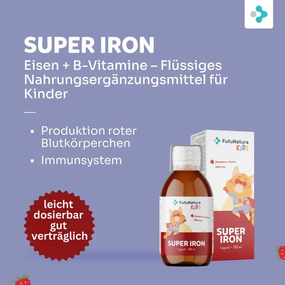 FutuNatura | Super Iron: Eisen + B-Vitamine – Flüssige Nahrungsergänzung für Kinder