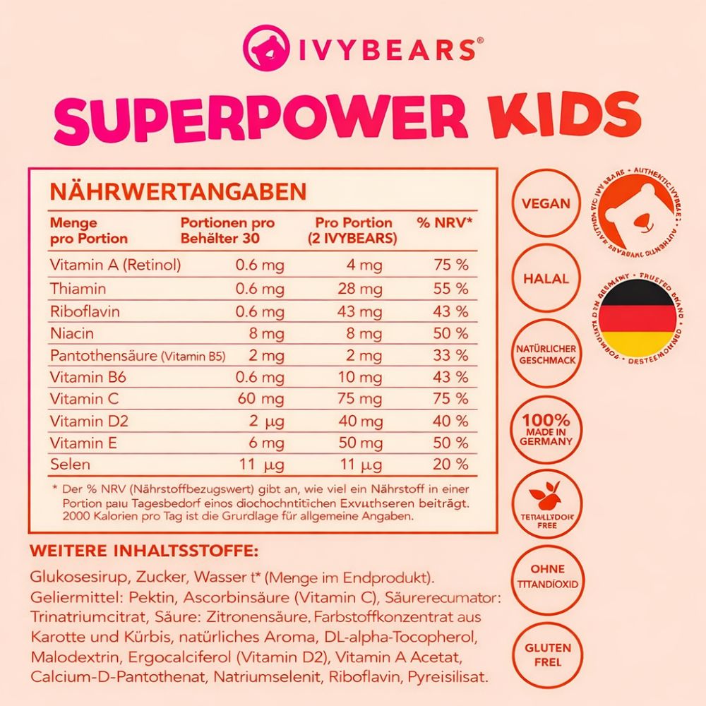 IvyBears | Superpower Kids - Multivitamine mit Beerengeschmack