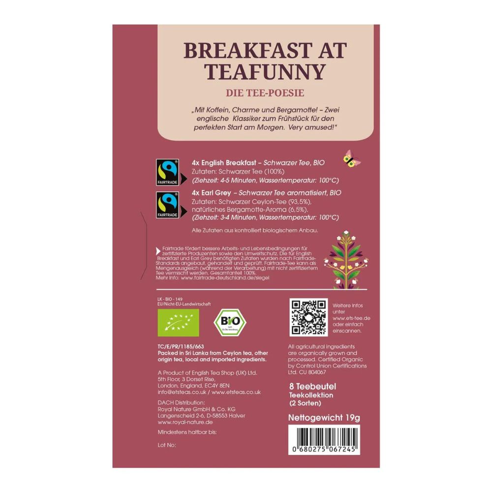 English Tea Shop | Tee Geschenk "Breakfast at Teafunny" Tee-Poesie - 8 Teebeutel