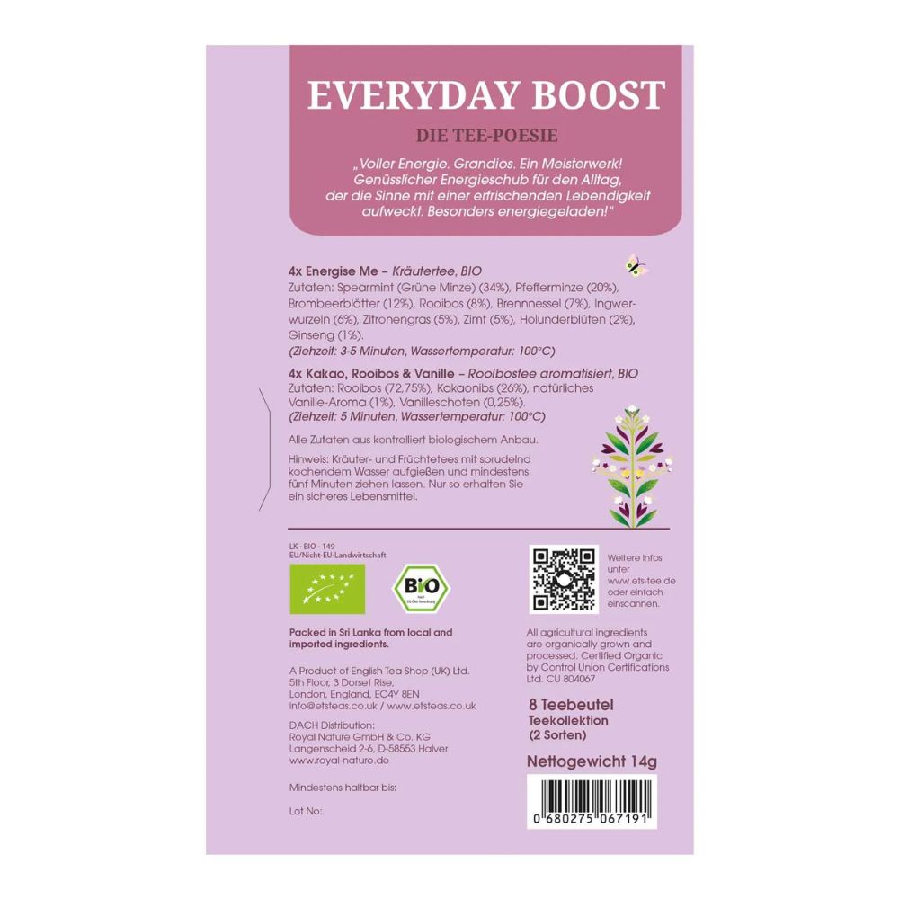English Tea Shop | Tee Geschenk "Everyday Boost" Tee-Poesie - 8 Teebeutel