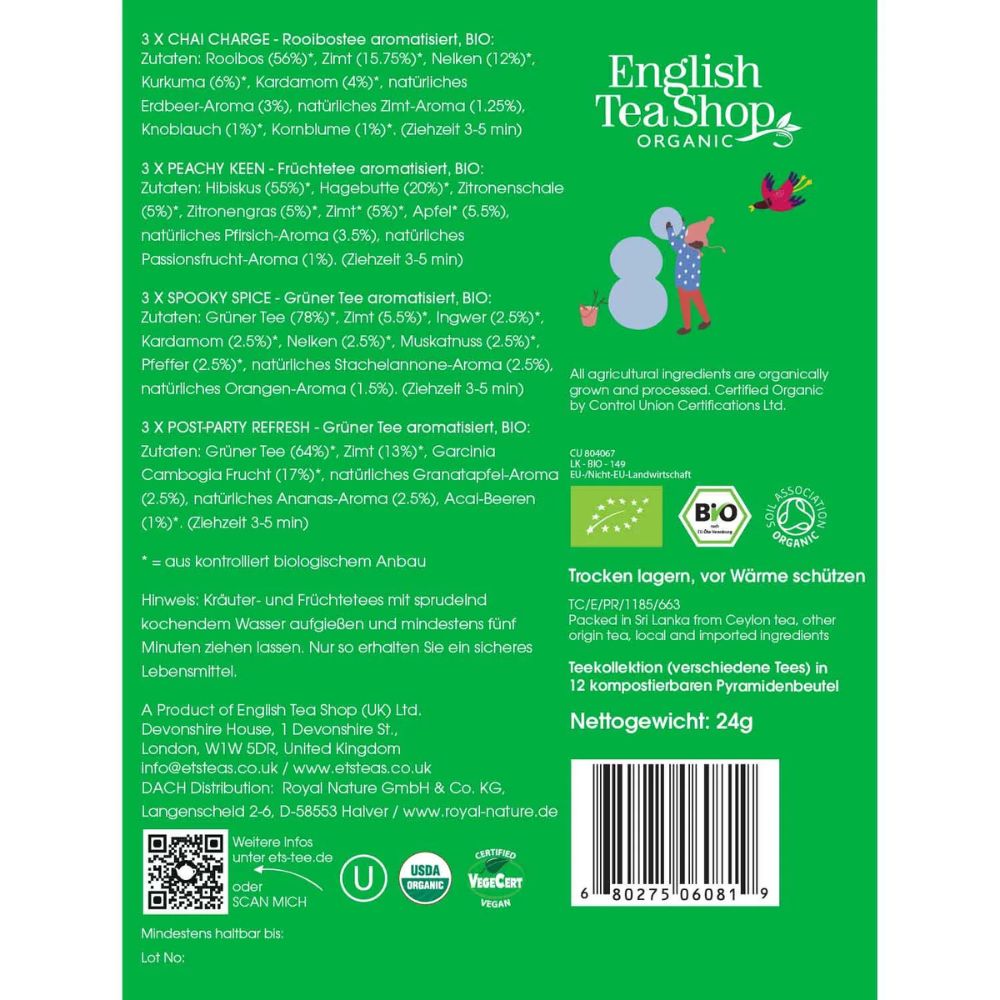 English Tea Shop | Tee Geschenk "Holiday Collection" mit Schleife - Grün - 12 Pyramiden-Beutel