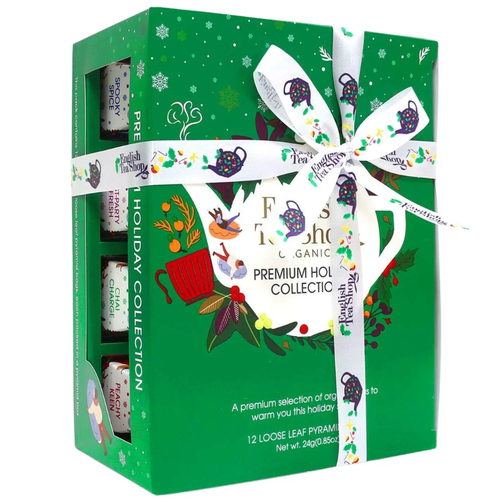 English Tea Shop | Tee Geschenk "Holiday Collection" mit Schleife - Grün - 12 Pyramiden-Beutel