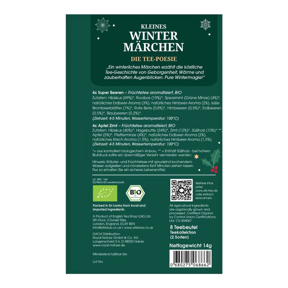 English Tea Shop | Tee Geschenk "Kleines Winter Märchen" Tee-Poesie - 8 Teebeutel