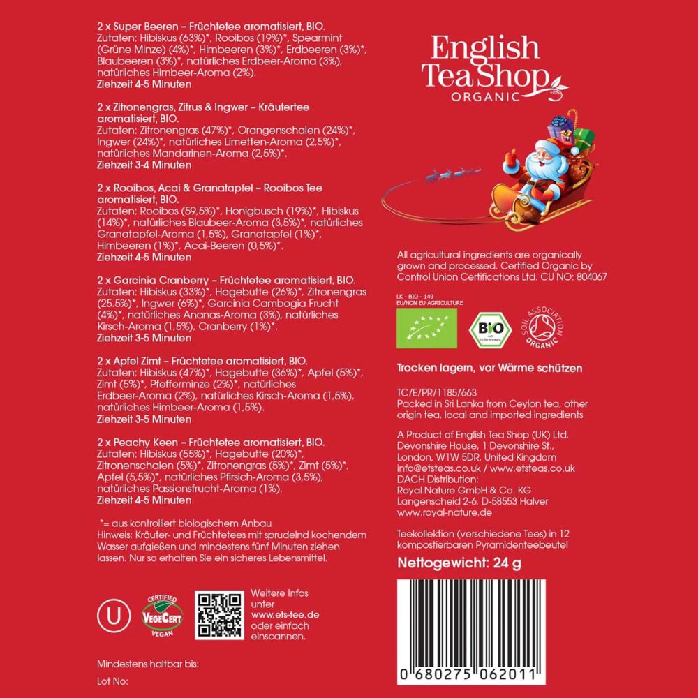 English Tea Shop | Tee Geschenk "Winter Kollektion" mit Schleife - Rot - 12 Pyramiden-Beutel