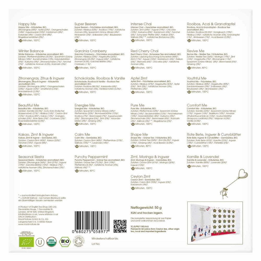 English Tea Shop | Teebuch Adventskalender "Wellness" mit Schleife