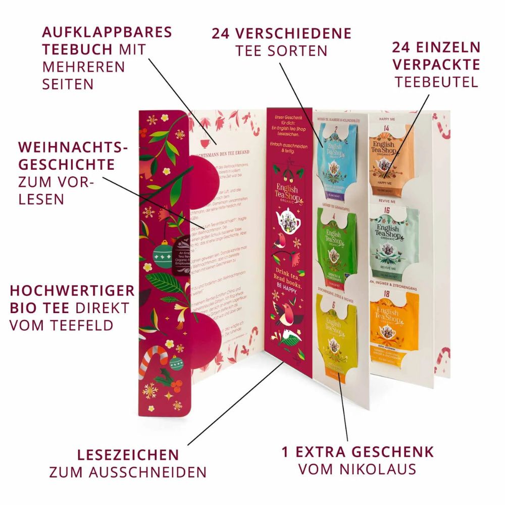 English Tea Shop | Teebuch "Weihnachtsgeschichte" - 24 BIO Teebeutel & Geschichte zum Lesen