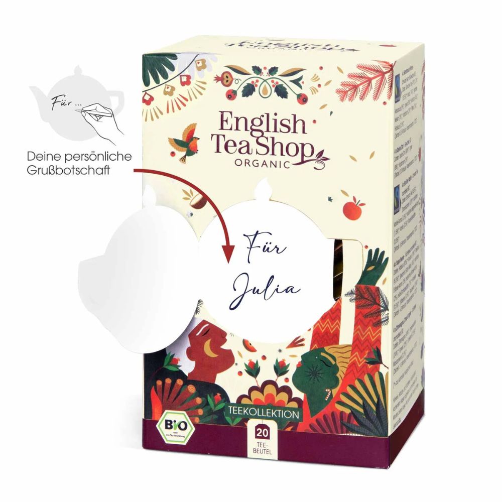 English Tea Shop | Teegeschenk "Frohe Weihnachten" personalisierbar mit Klappkarte