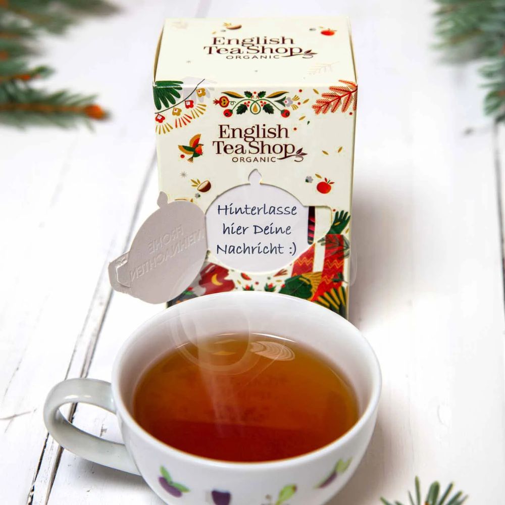 English Tea Shop | Teegeschenk "Frohe Weihnachten" personalisierbar mit Klappkarte