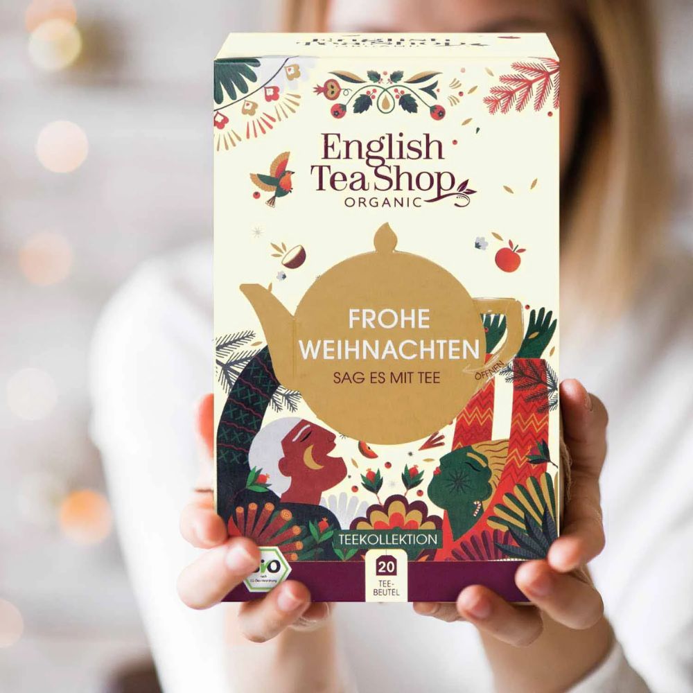 English Tea Shop | Teegeschenk "Frohe Weihnachten" personalisierbar mit Klappkarte