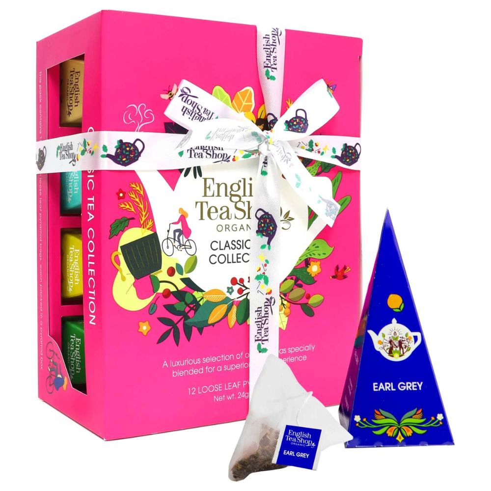 English Tea Shop Teegeschenk "Klassische Tee Kollektion" mit Schleife - 12 Pyramiden-Beutel