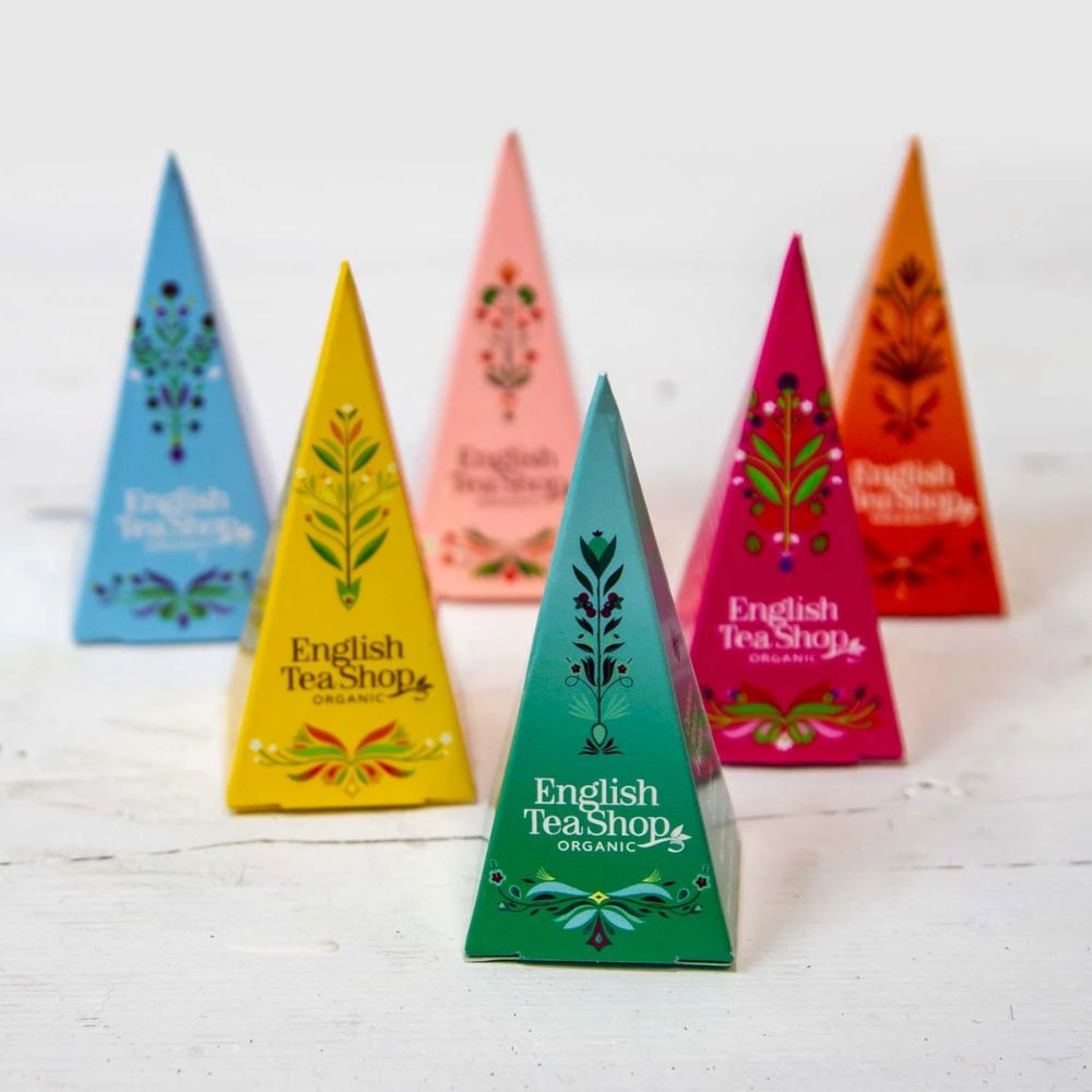 English Tea Shop | Teegeschenk "Super Fruit Tee Kollektion" mit Schleife - 12 Pyramiden-Beutel