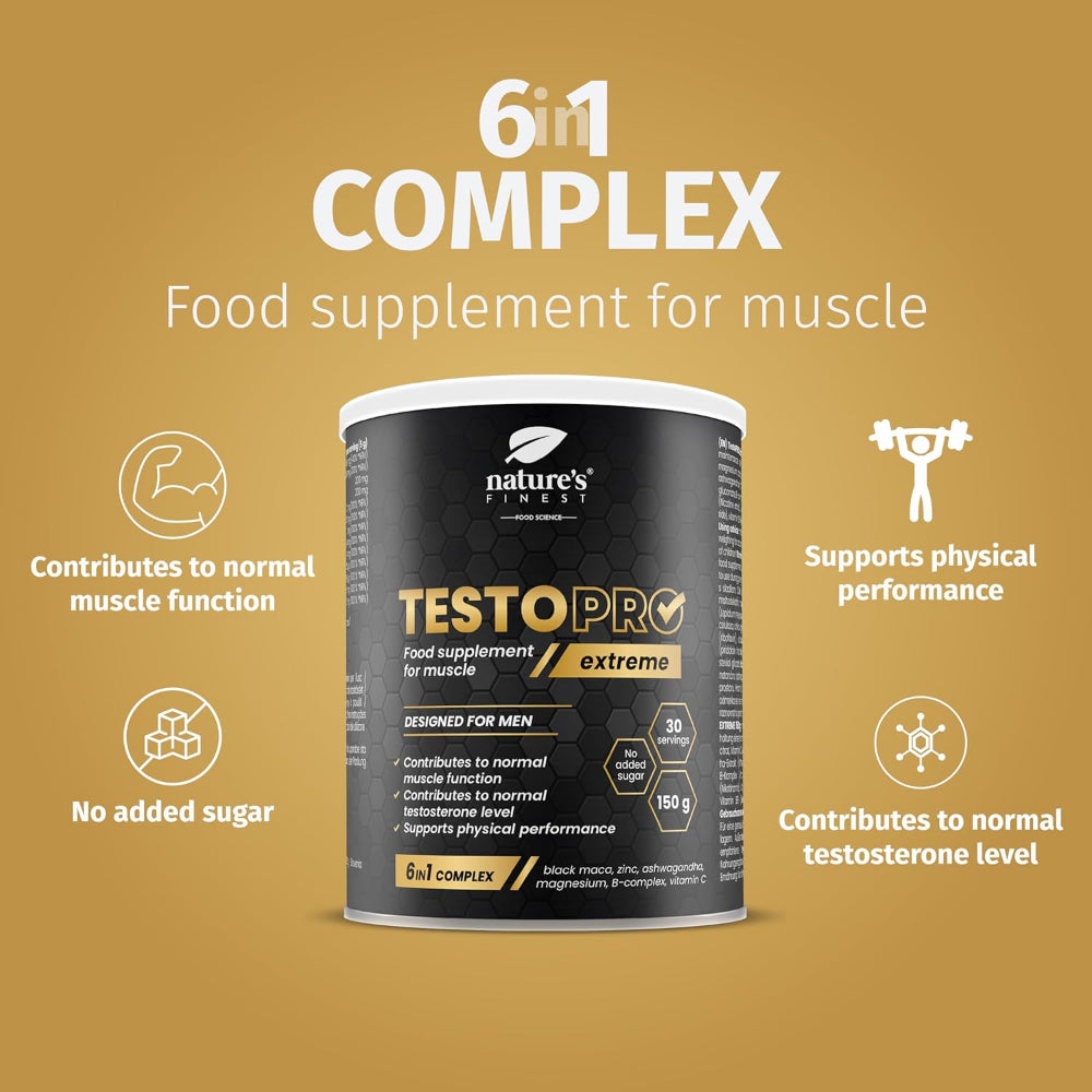 Nature's Finest I TestoPRO Extreme - 6-in-1 Muskel- und Testosteron-Support-Komplex
