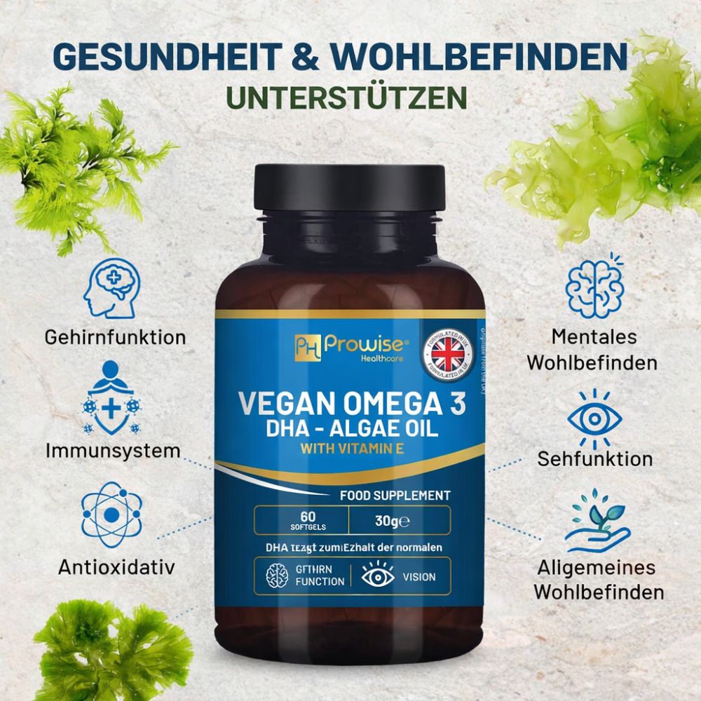 Prowise Healthcare | Vegan Omega-3 DHA aus Algenöl - 60 Weichkapseln