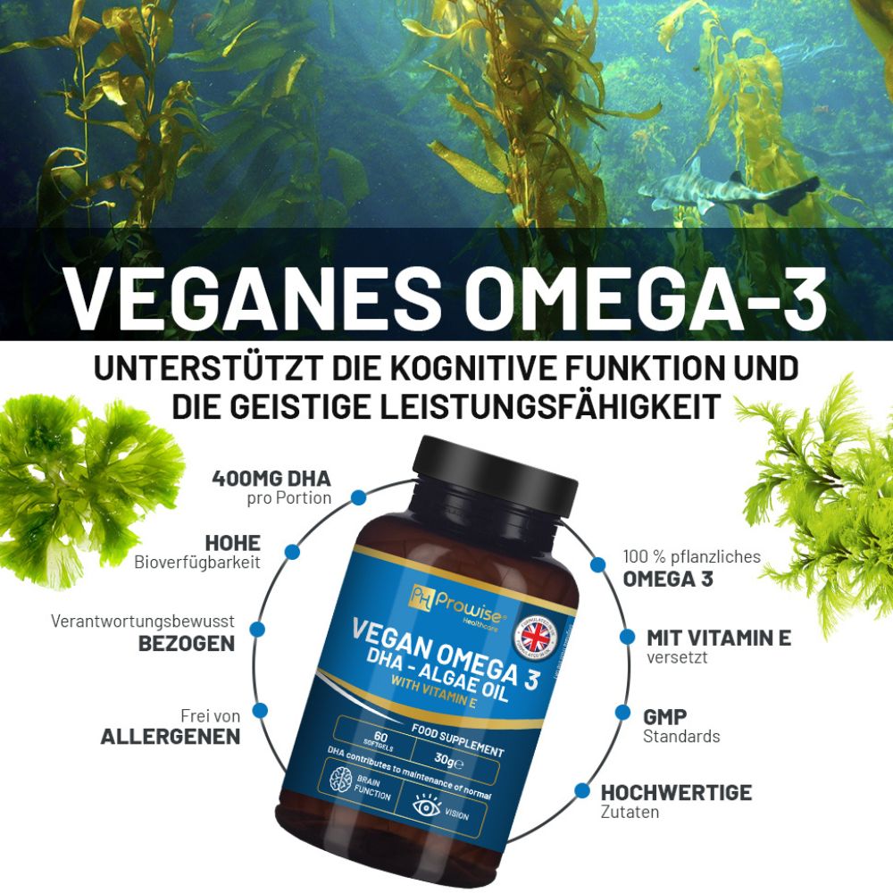 Prowise Healthcare | Vegan Omega-3 DHA aus Algenöl - 60 Weichkapseln