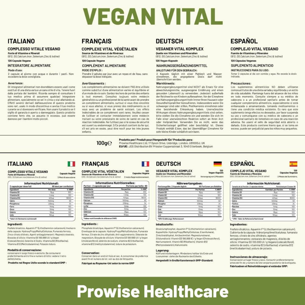 Prowise Healthcare | Vegan Vital Multivitamine - 120 Kapseln