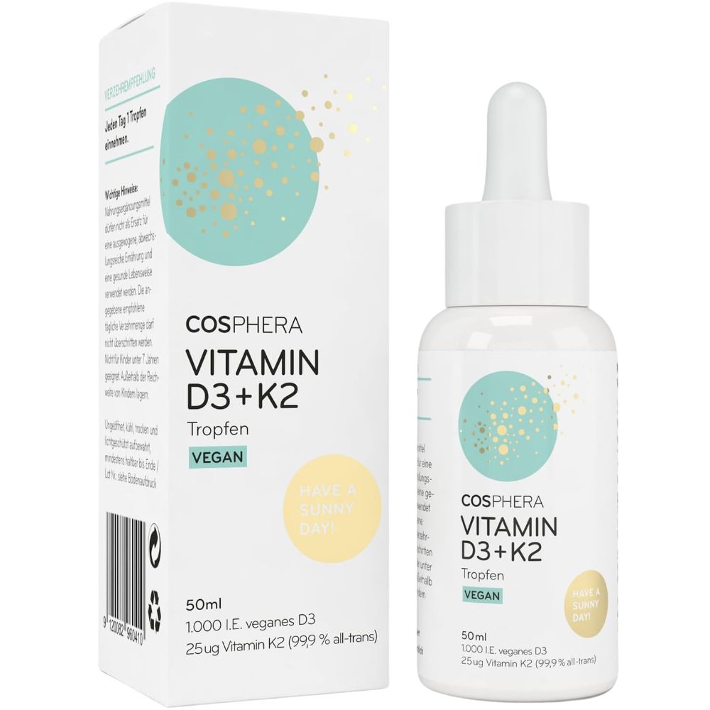 Cosphera | Vitamin D3 K2 Tropfen für Knochen und Immunsystem - 50 ml