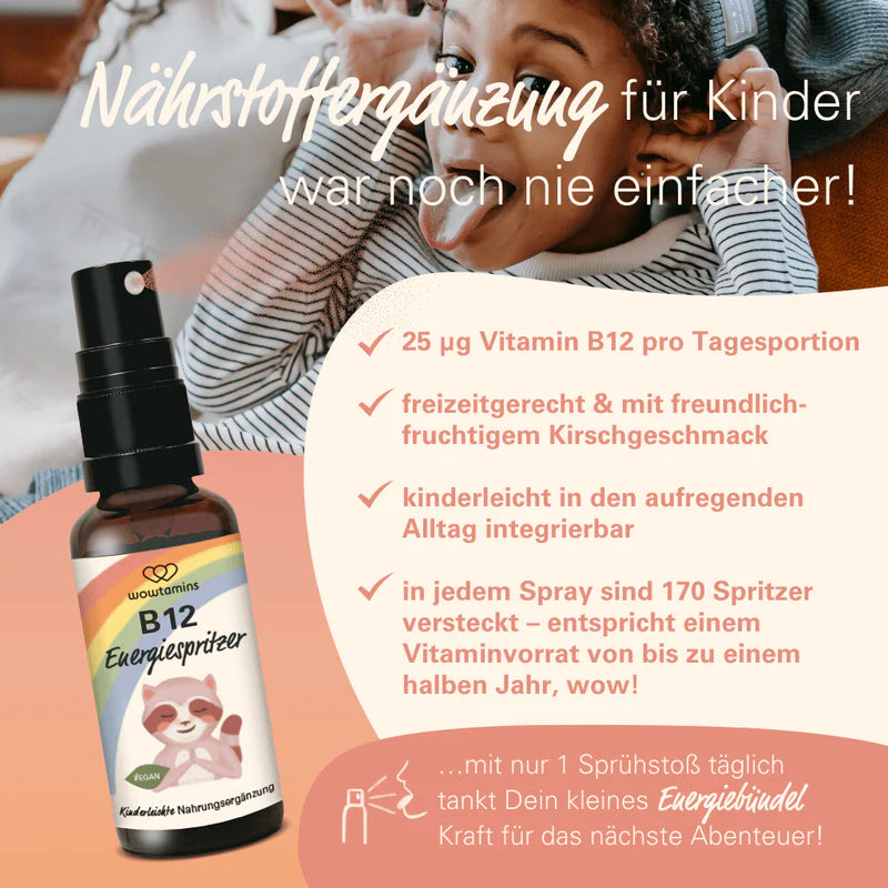 WOWTAMINS I Vitamin B12 Spray Energiespritzer I Kids