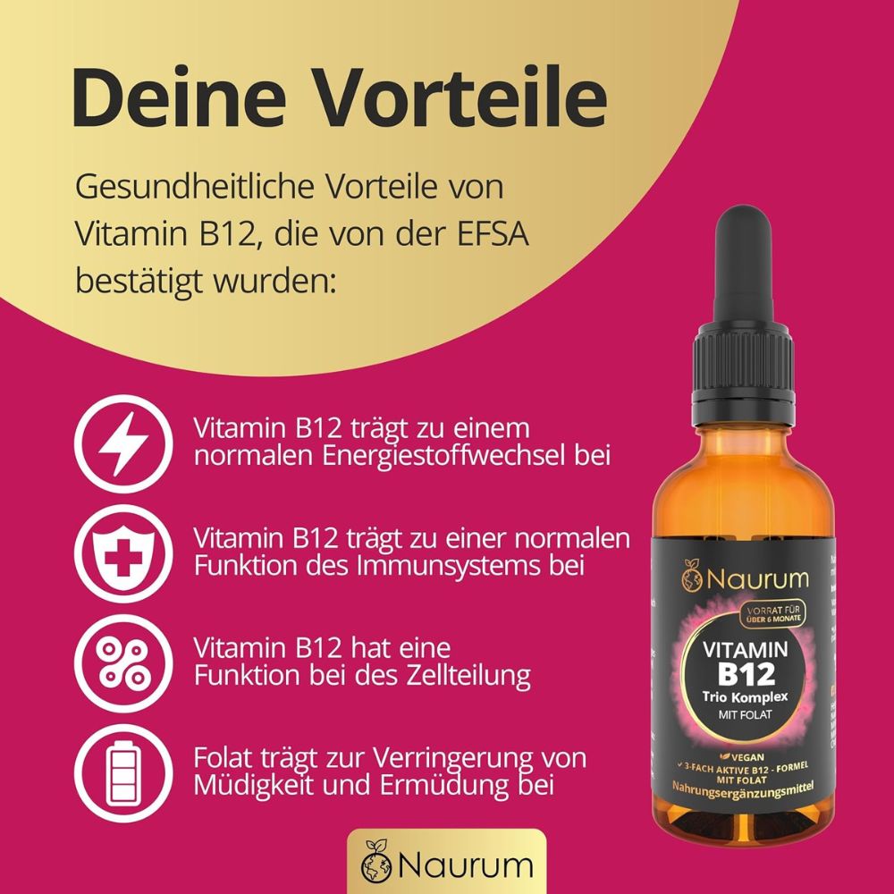 Naurum | Vitamin B12 Trio Komplex mit Folat - 50ml