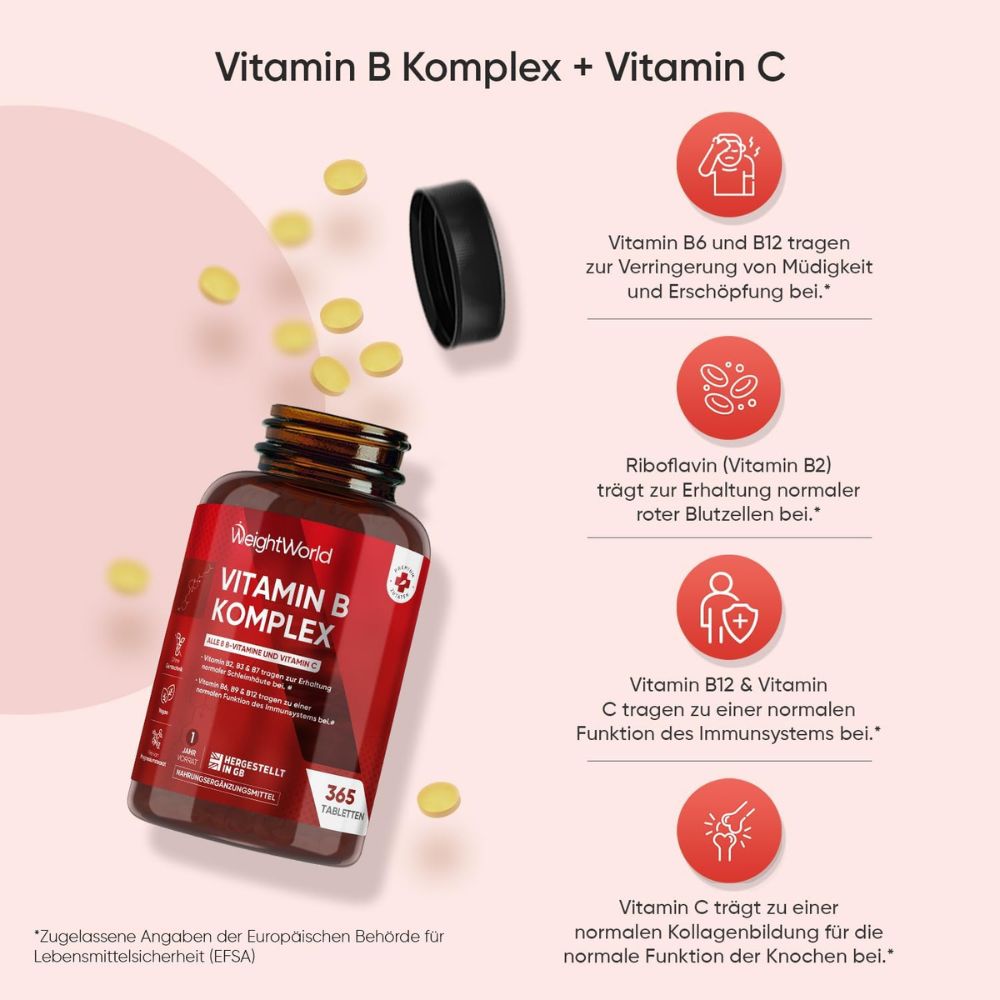 WeightWorld | Vitamin B Komplex - Mit Vitamin C - 365 Tabletten