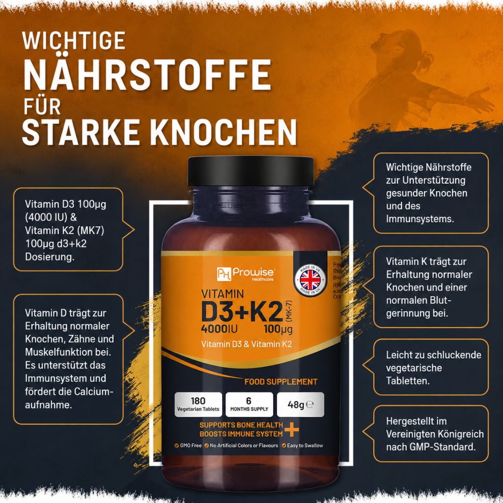 Prowise Healthcare | Vitamin D3 4000 IE & K2 MK7 100 µg - 180 Vegetarische Tabletten